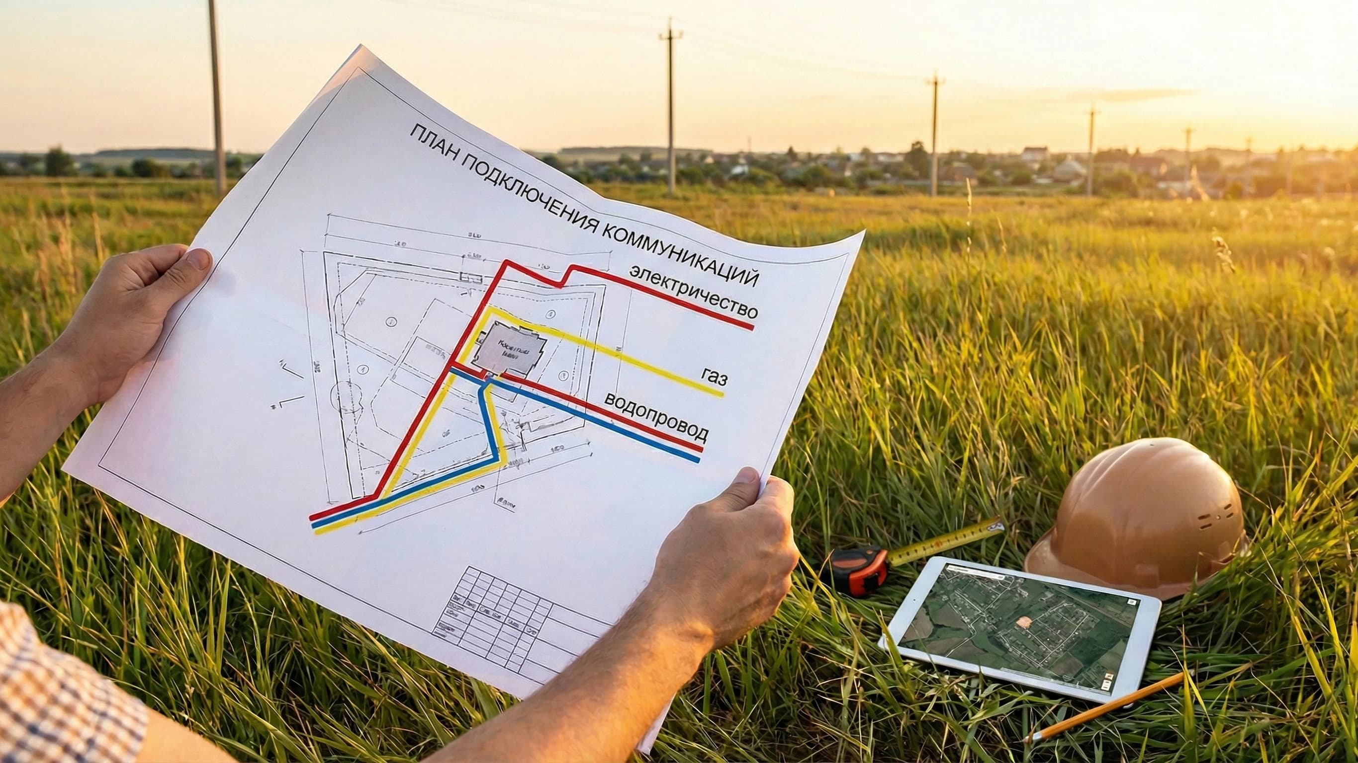 Подключение газа, электричества, воды к земельному участку